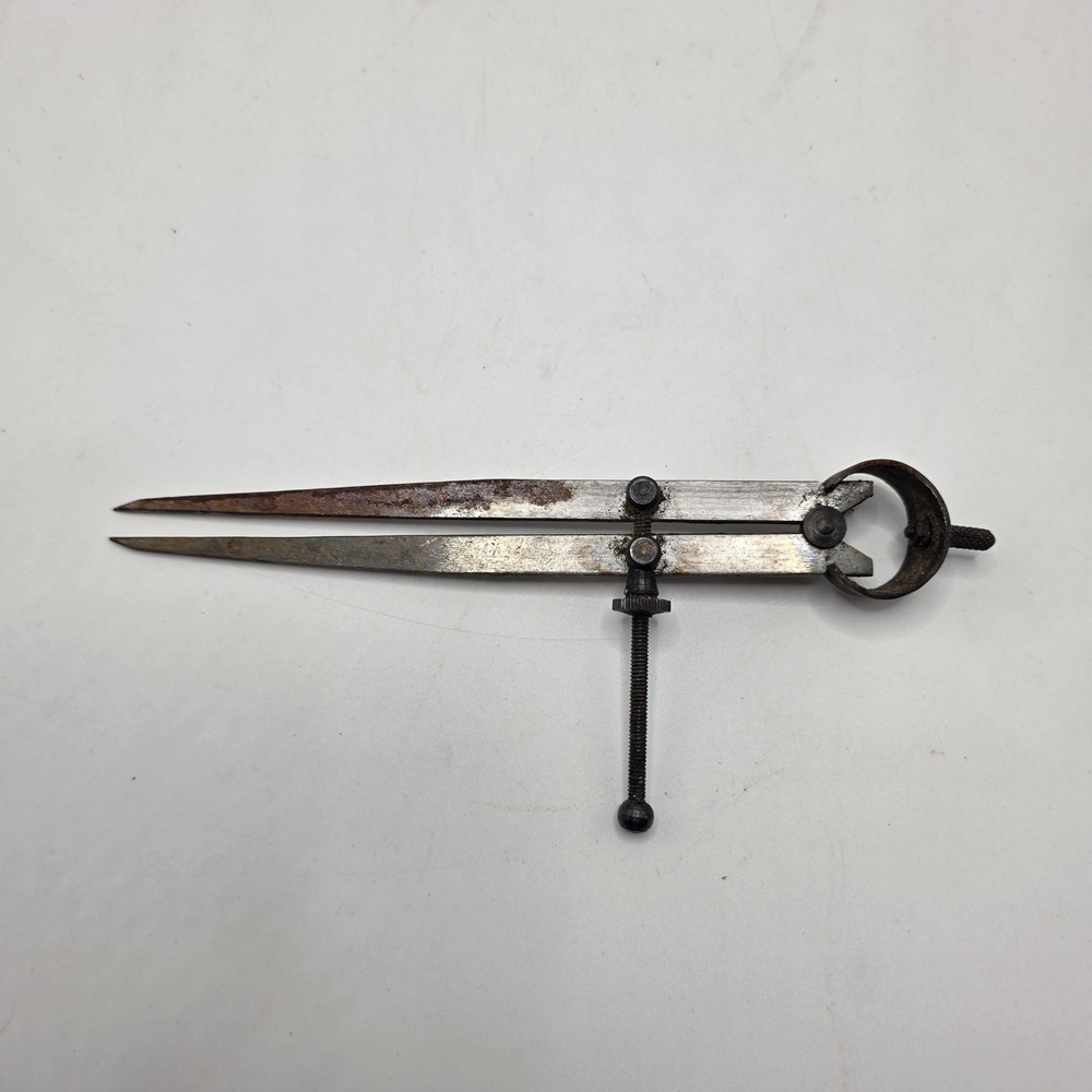 Vintage Wing Divider Compass Steel 7.75 Inch Spring Joint Scribe Tool Industrial